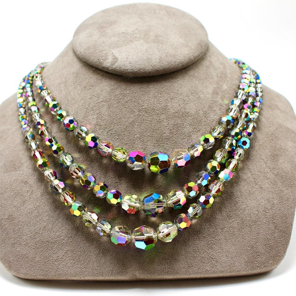 1960s Aurora Borealis 3-Strand Necklace